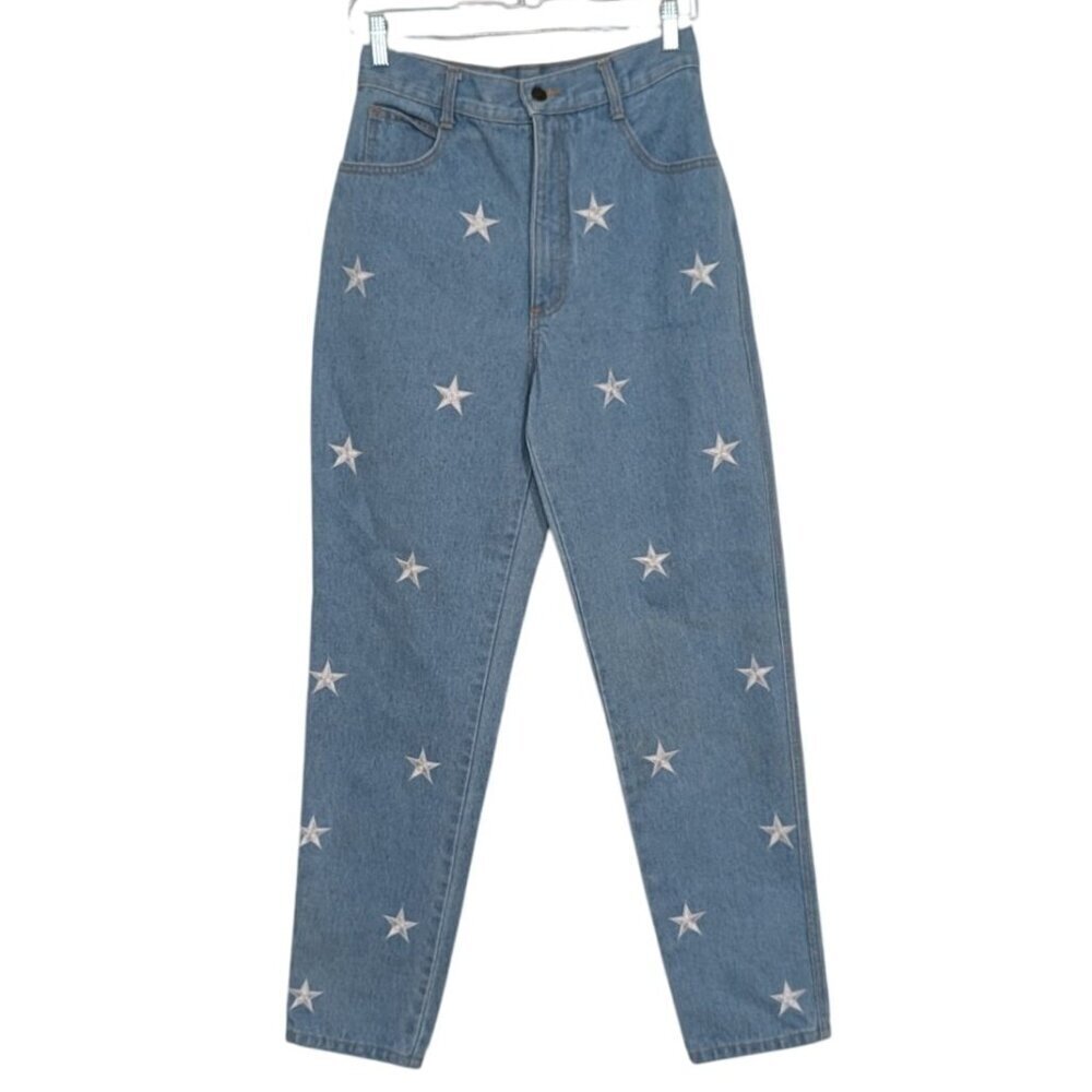 La Costa Spa Star Embroidered Jeans Womens Size 10 Blue Light Wash Denim Cotton